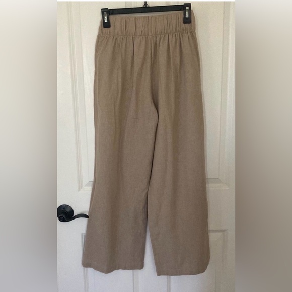 NWT Abercrombie Linen Blend Ultra Wide Leg Pants High Rise Elastic Waist Medium - Picture 8 of 11